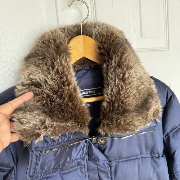 LANDS' END XL (18) Navy Blue Insulated Puffer Coat Parka - Picture 3 of 16